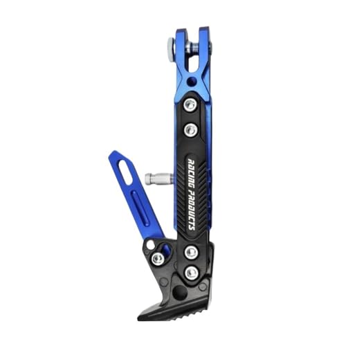 WANGSHAOWEI Motorrad SeitenstäNder Motorrad Seite Unterstützung Seite Stativ Aluminium Legierung Anti-rutsch Unterstützung Stativ Einstellbare Parkplatz Ständer Universal CNC(Blue) von WANGSHAOWEI