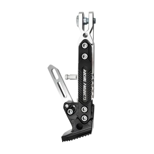 WANGSHAOWEI Motorrad SeitenstäNder Motorrad Seite Unterstützung Seite Stativ Aluminium Legierung Anti-rutsch Unterstützung Stativ Einstellbare Parkplatz Ständer Universal CNC(Silver) von WANGSHAOWEI