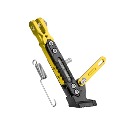 WANGSHAOWEI Motorrad SeitenstäNder Universal Motorrad Ständer CNC Aluminium Legierung Einstellbare Stativ Halter Fuß Seite Unterstützung Stehen Parkplatz Ständer for Roller CNC(Gold) von WANGSHAOWEI