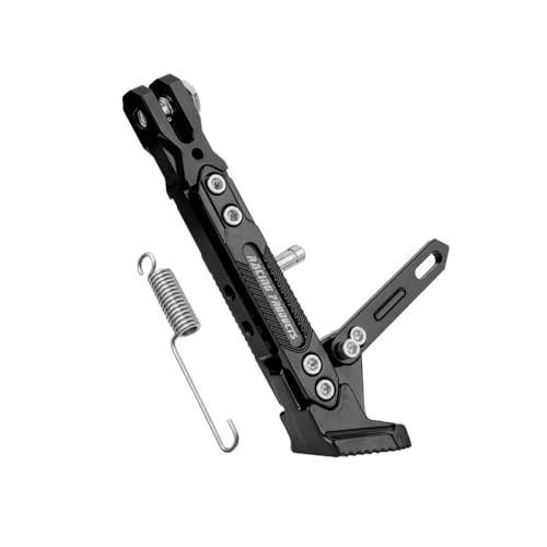 WANGSHAOWEI Motorrad SeitenstäNder Universal Motorrad Ständer CNC Aluminium Legierung Einstellbare Stativ Halter Fuß Seite Unterstützung Stehen Parkplatz Ständer for Roller CNC(Noir) von WANGSHAOWEI