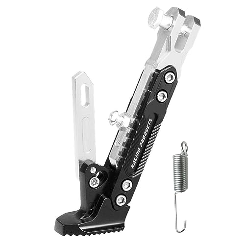 WANGSHAOWEI Motorrad SeitenstäNder Universal Motorrad Ständer Seite Unterstützung Kick Halterung Fuß Stehen Verstellbare Seite Stativ Legierung Motorrad Parkplatz Ständer CNC(Silver) von WANGSHAOWEI