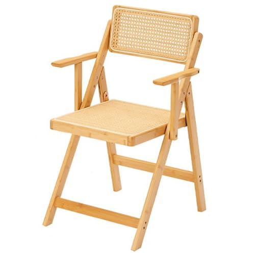 WANGTIAN Klappbarer Rattan-Schreibtischstuhl, Moderne Esszimmerstühle aus der Mitte des Jahrhunderts mit gewebter Rückenlehne und verbreiterter Sitzfläche, Bürosessel mit Freizeit-Rückenlehne für Woh WANGTIAN Klappbarer Rattan-Schreibtischstuhl, Moderne Esszimmerstühle aus der Mitte des Jahrhunderts mit gewebter Rückenlehne und verbreiterter Sitzfläche, Bürosessel mit Freizeit-Rückenlehne für Woh von WANGTIAN