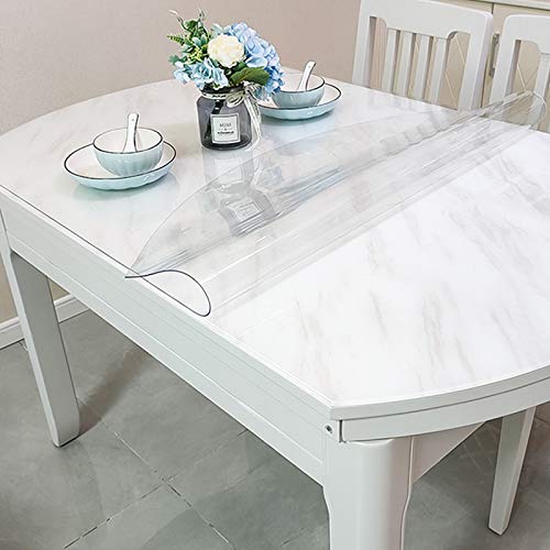 WANGTIAN Klare Tischdeckenabdeckung mit rechtwinkliger Ellipse, geruchloser PVC-Tischschutz, abwischbare, leicht zu reinigende ovale Kunststoff-Tischdecke für Büro, Computer, Schreibtisch (70 x 120 c von WANGTIAN