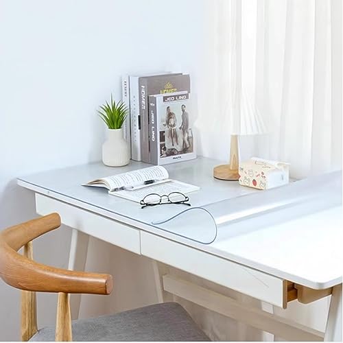 WANGTIAN Transparenter Tischdeckenschutz, 3.0 transparente, Matte, wasserdichte PVC-Tischdecke, PVC-Kunststoff-Schreibtisch-Schutzfolie, geeignet für Büro, Frisiertisch, Computer-Schreibtisch (80 x 1 von WANGTIAN