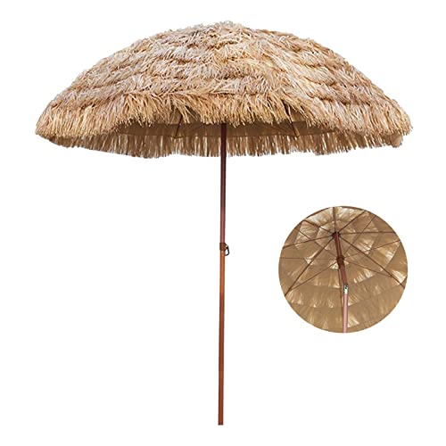 WANGXL 180cm Hawaii Schirm Gartenschirm Runden Strandschirm Sonnenschirm PP-Strohimitat Balkonschirm Mit UV-Schutz Sonnenschirm Stroh Wasserdicht Neigbar Für Garten Deck Schwimmbad Sandstrand von WANGXL