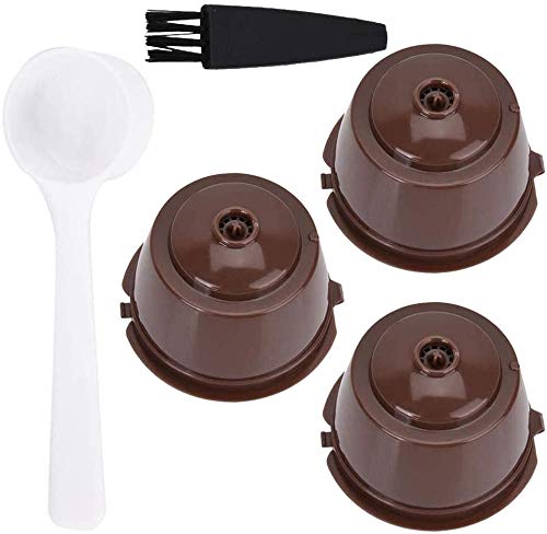 3 Stück Wiederverwendbare Kaffeekapsel Füllung Kaffeekapseln mehr Schaum i cafilas Kaffeekapseln Füllung Ersatz für Nescafé Dolce Gusto Maschinen mit 1 Plastiklöffel und 1 Reinigungsbürste von WANGZAIZAI