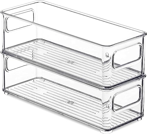 WANGZAIZAI Kühlschrankbox aus Kunststoff Kühlschrank Vorratsdose lebensmittelechte Aufbewahrungsbox für Küche und Speisekammer 2er-Set – durchsichtig （25.5x10x7.5cm） von WANGZAIZAI