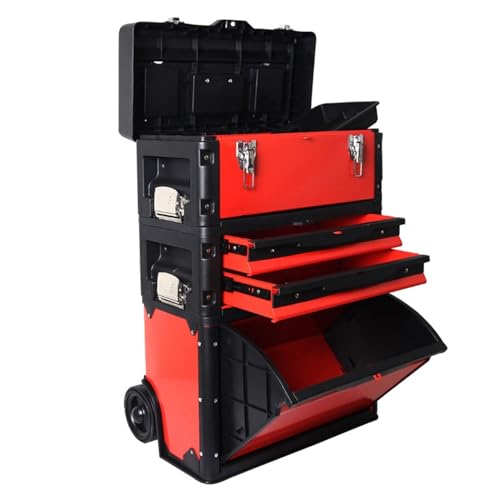 Modulares Werkzeugkastensystem, stapelbare tragbare Rollgarage-Werkzeugkästen, aufrechter Wagen mit herausnehmbarem Tablett, für Lager und Reparaturwerkstatt von WANHAOAONY