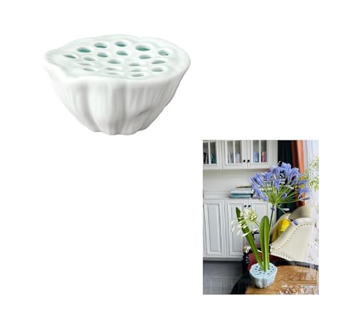 Blumenarrangement-Vase, Terrakotta-Vasen, Keramik-Tee-Set, Keramik-Teegeschirr, lotusförmiger Keramik-Blumentopf, Blumenarrangement-Kunst für Heimbüro-Dekoration (weiß) von WANLIAN