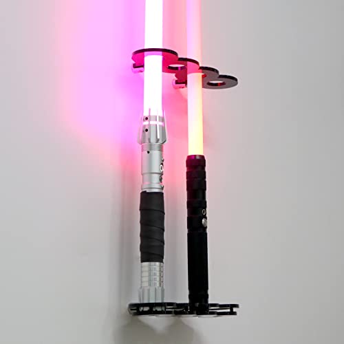 star wars lichtschwert ständer Lichtschwert Ständer Lichtschwert Display Ständer Wandhalterung Acryl Lichtschwert Display Halterung kompatibel mit den meisten Lichtschwertern (Schwarz 4 Löcher) von WANLIAN