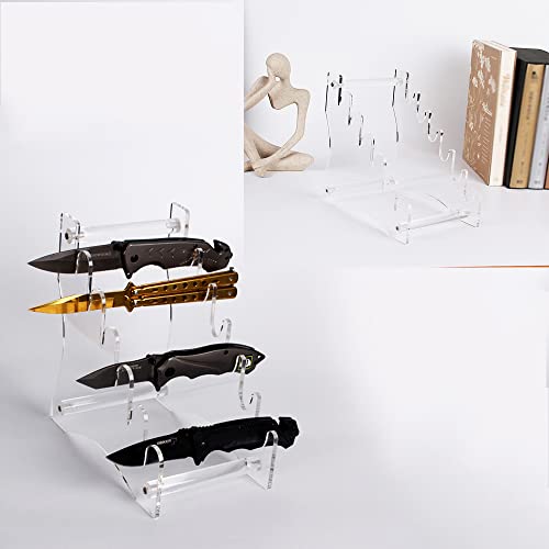 WANLIAN Dolchhalter Jagdmesserhalter Messerhalter mit fester Klinge Tischständer aus Acryl fasst 6 Messer (transparent) von WANLIAN