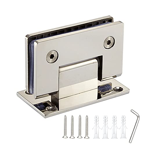 WANLIAN Robuster 90° Edelstahl-Badezimmerclip, Rahmenloses Glastürscharnier, Duschzubehör, Fester Glasschrank, Vitrine (Spiegel, Glänzend Silber) von WANLIAN
