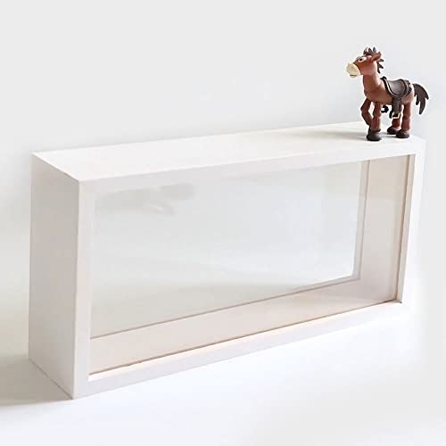 Shadow Box Rahmen, Holz, doppelseitig, High-Definition-Acryl-Aufbewahrungsbox, DIY-Displaybox, geeignet für getrocknete Blumen, Exemplare, Kunsthandwerk, Baby-Souvenirs und Fotos (weiß) von WANLIAN