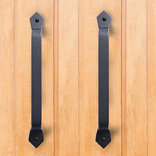 WANLIAN 11-Zoll-antike feste schwere Gusseisen Türgriff Tür ziehen Scheunentor Griff Handschuhe, Outdoor, Garage, Kleiderschrank, indoor schwarz (2 pack) von WANLIAN