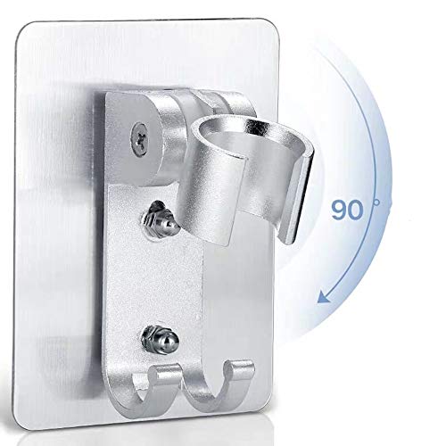WANLIAN Stark haftender Duschkopfhalter Verstellbarer Duschstabhalter, Handbrause-Wandhalterung mit 2 Aufhängerhaken, Duschkopf- und Bidet-Sprühhalterung besser als Saugnäpfe von WANLIAN