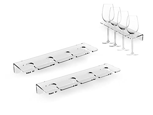 WANLIAN Weinglashalter Wandmontage Acryl Weinglashalter Geschirr unter dem Schrank Weinglashalter und Gläser Lagerregal Küchenschrank Lagerregal (Transparent 2 Stück) von WANLIAN