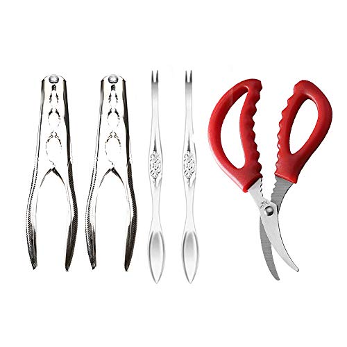 5 Stück Meeresfrüchte Werkzeug Set,Hummer Krabben Cracker,Nuss Crackers Meeresfrüchte Opener Tool Set,2 Gabeln, 2 Nußknacker,1 Meeresfrüchte Schere,für Home Party Picknick Camping von SIEBOLD