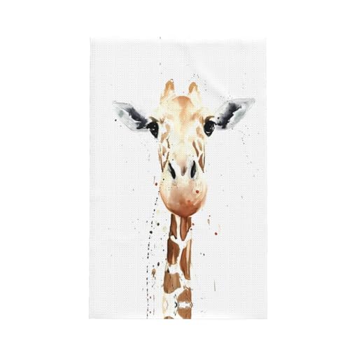 clever Giraffe Waffel Küchentuch - Handtuch für Hausarbeit und Abwischen - Deko Tee mit Aufhängeschlaufe von WANLON