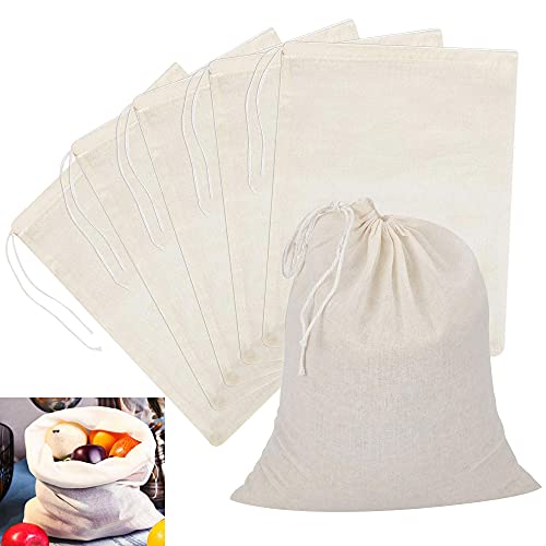 6 Stück Muslin Taschen Baumwolle 40 * 50CM Käsetuch Siebbeutel Ungebleichtes Baumwollgewebe Musselin Sieb Beutel Musselintuch Baumwoll Siebbeutel Filtertuch Wiederverwendbare Gemüsebeutel für Kochen von WANTOUTH