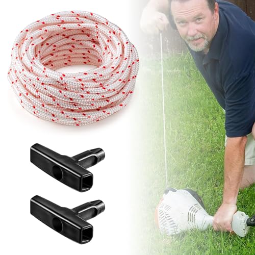 10-Meter Seilzug RasenmäHer Seilzug Elektrisch Zugseil,Mit 2 Stück Starter Griff Ersatzteile für RasenmäHer WäSchespinne,3.5mm Seilzugstarter Ersatzseil,Starterseil Seil,Bowdenzug RasenmäHer Antrieb von WANTUSHUI