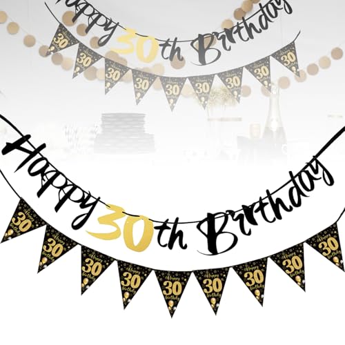 2 Stück Deko 30. Geburtstag Junge, Geburtstagsdeko 30 Deko 30 Geburtstag,Banner Mädchen,Schwarz Gold Absperrband Happy Birthday, Geburtstagsbanner,für Junge Mädchen Party Wimpelkette Dekorationen 2 Stück Deko 30. Geburtstag Junge, Geburtstagsdeko 30 Deko 30 Geburtstag,Banner Mädchen,Schwarz Gold Absperrband Happy Birthday, Geburtstagsbanner,für Junge Mädchen Party Wimpelkette Dekorationen von WANTUSHUI