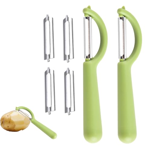 2 Stück Edelstahl Gemüseschäler Set mit 4 Ersatzklingen-Universalschäler Kompatibel mit Tupperware, WMF, Fackelmann,Solingen-Kartoffelschäler,Sparschäler, Obstschäler,Pendelschäler für Küche&Gemüse 2 Stück Edelstahl Gemüseschäler Set mit 4 Ersatzklingen-Universalschäler Kompatibel mit Tupperware, WMF, Fackelmann,Solingen-Kartoffelschäler,Sparschäler, Obstschäler,Pendelschäler für Küche&Gemüse von WANTUSHUI
