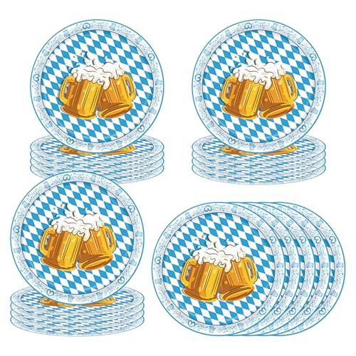 20 Stück Oktoberfest Pappteller Blau Weiß Set,Rund Oktoberfest Teller Pappe,Bayernraute Motiv Einweggeschirr Pappteller Bayrisch Oktoberfest für Partygeschirr Geschirr Grillparty Dekorationsteller(A) 20 Stück Oktoberfest Pappteller Blau Weiß Set,Rund Oktoberfest Teller Pappe,Bayernraute Motiv Einweggeschirr Pappteller Bayrisch Oktoberfest für Partygeschirr Geschirr Grillparty Dekorationsteller(A) von WANTUSHUI