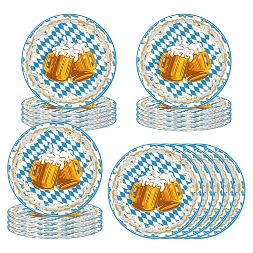 20 Stück Oktoberfest Pappteller Blau Weiß Set,Rund Oktoberfest Teller Pappe,Bayernraute Motiv Einweggeschirr Pappteller Bayrisch Oktoberfest für Partygeschirr Geschirr Grillparty Dekorationsteller(B) 20 Stück Oktoberfest Pappteller Blau Weiß Set,Rund Oktoberfest Teller Pappe,Bayernraute Motiv Einweggeschirr Pappteller Bayrisch Oktoberfest für Partygeschirr Geschirr Grillparty Dekorationsteller(B) von WANTUSHUI