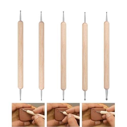 5 Stücke Dotting Pen,Prägestift,Nail Art Dotting Tools,DIY Carving Stylus,5 verschiedenen Größen,Nail Art Set,Clay Tools,Prägestift Werkzeug,Dotting Tool für DIY-Handwerk Nägel Design Prägemuster von WANTUSHUI