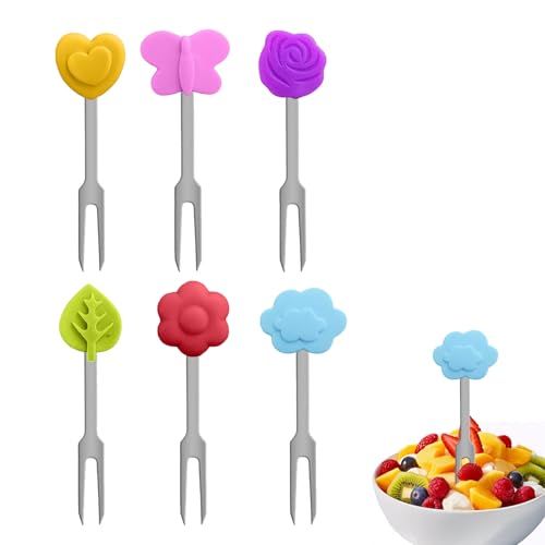 6 Stück Piekser Fingerfood Kinder,Obstgabeln Kinder,Obstgabeln Aus Edelstahl,Mini Gabeln für Kinder Brotdose,Party Food Picks,Kuchengabeln,Snack Obstspieße,Kleine Gabeln für Party Picknicks Küche Café von WANTUSHUI