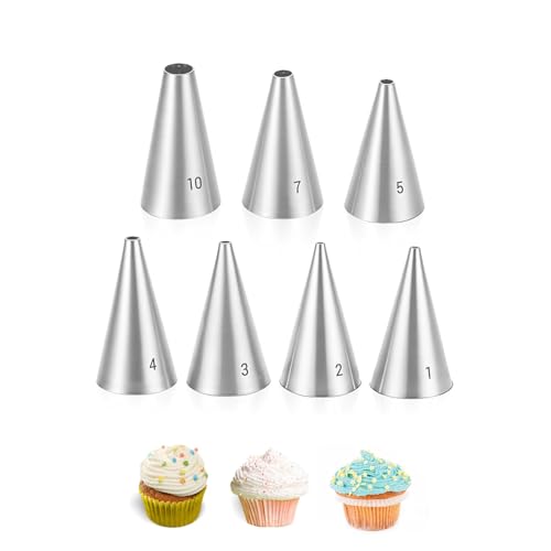 7 Stück Spritztüllen Set Profi,Spritztülle,Spritzbeutel Tüllen für Spritzbeutel Aufsätze,Backzubehör für Torten Zubehör,Tülle,Piping Tips,spritzbeutel und Tüllen für Zuckerguss,Fülltülle zum Backen von WANTUSHUI