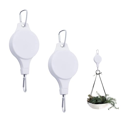 WANTUSHUI 2 Stück Blumenampel Hängend Außen,Haken Für Blumenampel,Vogelhaus Balkon,blumenampel Halterung,Aufhängung mit Pflanzenaufhänger,Pflanzen Aufhängung,Verstellbarer Für Gartenbalkone (Weiß) von WANTUSHUI