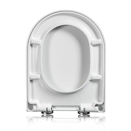 D-Form-Toilettensitz mit Schnellverschluss, Soft-Close-Toilettensitz, strapazierfähige Toilettensitze aus UF-Material, Weiß mit verstellbaren Edelstahlscharnieren, Toilettendeckel in D-Form/U-Form, D-Form-Toilettensitz mit Schnellverschluss, Soft-Close-Toilettensitz, strapazierfähige Toilettensitze aus UF-Material, Weiß mit verstellbaren Edelstahlscharnieren, Toilettendeckel in D-Form/U-Form, von WANWEN