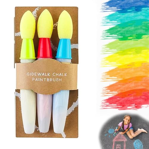 Sidewalk Chalk Paint Brush, Paint Brush Chalk Set, Sidewalk Chalk Paint Set with Liquid Chalks, ChalkArtist Paintbrush, Add Water to The Brush and Use Washable, Easy to Clean von WANWEN