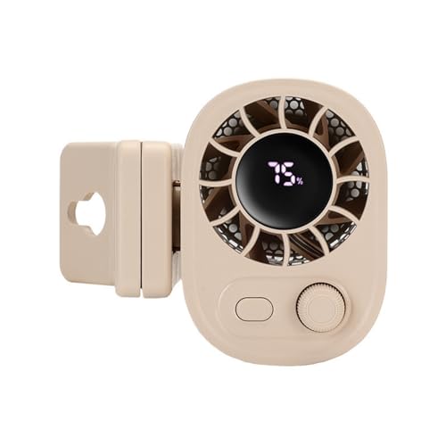 WANWEN Car Clip on Fan with LED Display - 360° Rotation, 100 Speeds Adjustable, USB Rechargeable Personal Cooling Fan, Portable Rechargeable Personal Fans (beige) von WANWEN