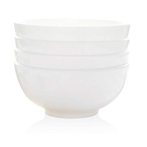 Pure White Bone China Schüssel Satz von 4 Sets, Müsli, Salat, Dessert, Reis, Suppe - Ofen sicher/spülmaschinenfest, weiß (Size : 4.25 inches) von WANWY