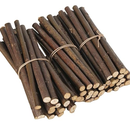 WANYI 100 Stück Holzstäbchen zum Basteln Holzstäbe mit Natürliche Baumrinde Holz zum Basteln Holzstab Rund Zweige Deko für DIY Handwerk Heimdekoration 0.6-1cm von WANYI
