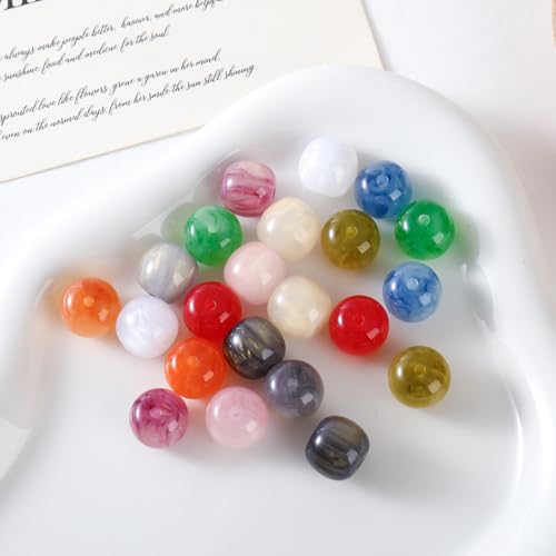 WANYI 20 Stück 12mm Runde Perlen für Armbänder Perlenset Bunt Bastelperlen Edelsteinperlen zum Auffädeln Lose Perlen mit Loch für DIY Schmuckherstellung Armbänder Halsketten（Bunt） von WANYI