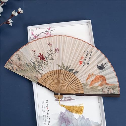 WANYI Fächer Saunafächer Handfächer mit Quasten Faltbare Faltfächer Handfächer Sommer Taschenfächer mit Schmetterlinge Motive für Tanz,Geschenke,Hochzeit(02) von WANYI