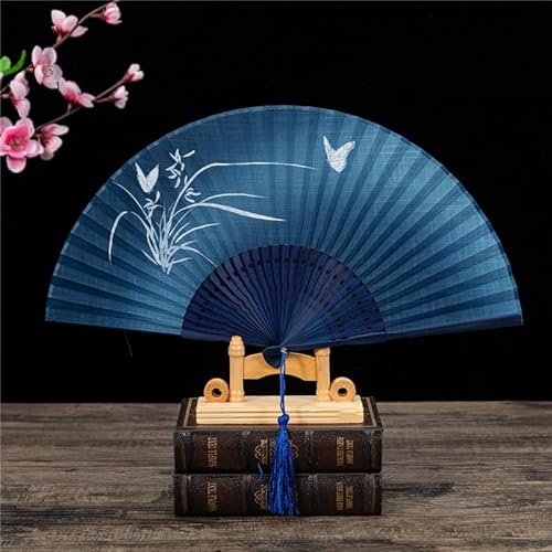 WANYI Fächer Saunafächer Handfächer mit Quasten Faltbare Faltfächer Handfächer Sommer Taschenfächer mit Schmetterlinge Motive für Tanz,Geschenke,Hochzeit(03) von WANYI