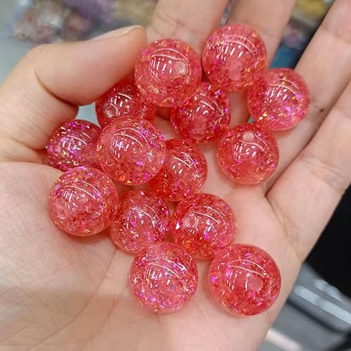 WANYI Glitzer Perlen für Armbänder Selber Machen 100 Stück Bunte Glitzerperlen zum Auffädeln Bastelperlen 10mm Runde Perlenset Schmuckperlen für Armbänder, DIY Kreative Handwerk(15) von WANYI