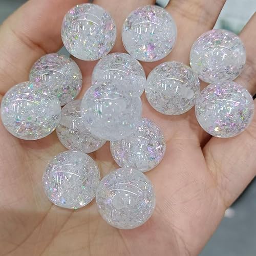 WANYI Glitzer Perlen für Armbänder Selber Machen 20 Stück Bunte Glitzerperlen zum Auffädeln Bastelperlen 12mm Runde Perlenset Schmuckperlen für Armbänder, DIY Kreative Handwerk(06) von WANYI