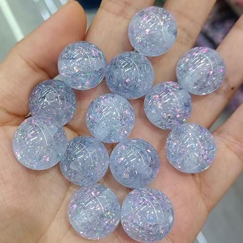 WANYI Glitzer Perlen für Armbänder Selber Machen 40 Stück Bunte Glitzerperlen zum Auffädeln Bastelperlen 16mm Runde Perlenset Schmuckperlen für Armbänder, DIY Kreative Handwerk(01) von WANYI