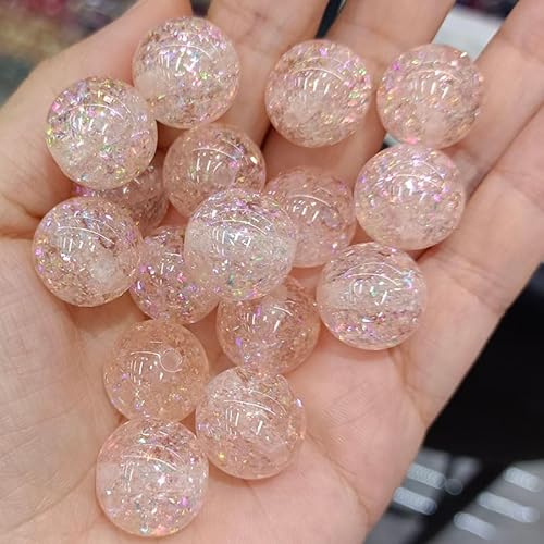 WANYI Glitzer Perlen für Armbänder Selber Machen 40 Stück Bunte Glitzerperlen zum Auffädeln Bastelperlen 16mm Runde Perlenset Schmuckperlen für Armbänder, DIY Kreative Handwerk(08) von WANYI