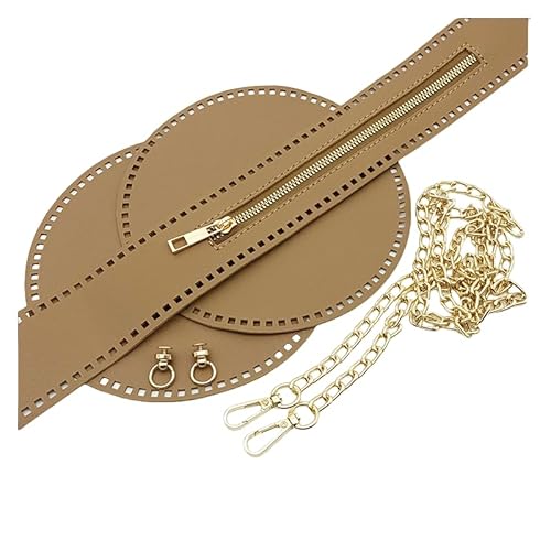 WANYI Taschenboden zum Häkeln 5 Stück Taschenhenkel Set PU Ledertasche Strickset Taschenabdeckung mit Reißverschluss Runden Taschenzubehör zum Nähen mit Löchern für DIY Handtasche Taschen(Braun) WANYI Taschenboden zum Häkeln 5 Stück Taschenhenkel Set PU Ledertasche Strickset Taschenabdeckung mit Reißverschluss Runden Taschenzubehör zum Nähen mit Löchern für DIY Handtasche Taschen(Braun) von WANYI
