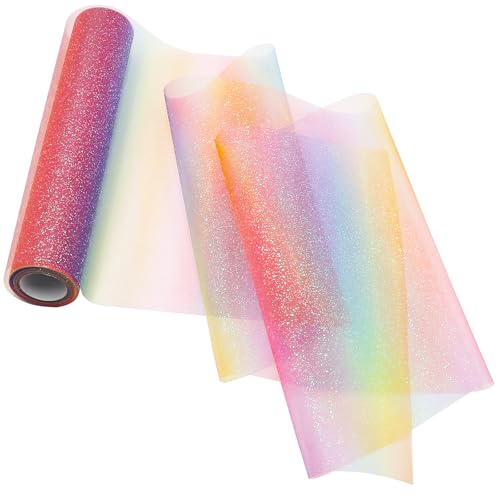 WANYIG Tischläufer Tischdeko Regenbogen Tüll Glitzer Tüllstoff Dekostoff Tischband Tüllnetz Tüllband Party Deko für Geburtstag Hochzeit Einschulung Taufe DIY Handwerk Weihnachten (E#, 30CM*9M) von WANYIG