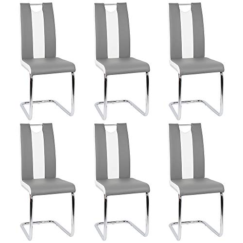 WANZHE Esszimmerstühle, 2 Stück, für Küche/Esszimmer/Büro (6, grau und weiß) von WANZHE
