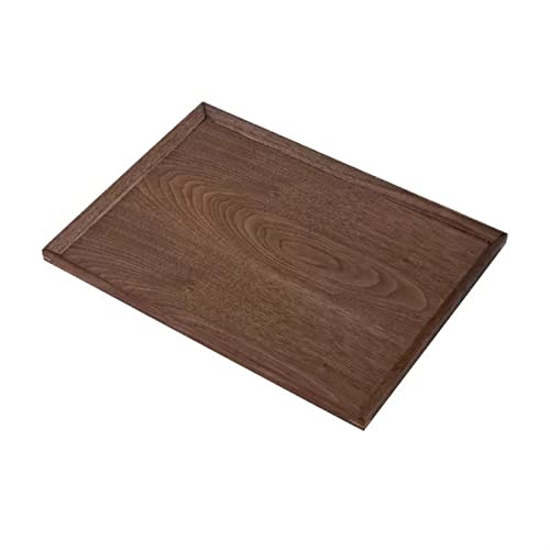 Frühstückstablett Haushalt Holz Tablett Walnuss Tee-Set Tablett Desktop Lagerung Tablett Kaffee Shop Restaurant Service Tablett Serviertablett (Size : M) von WAOCEO