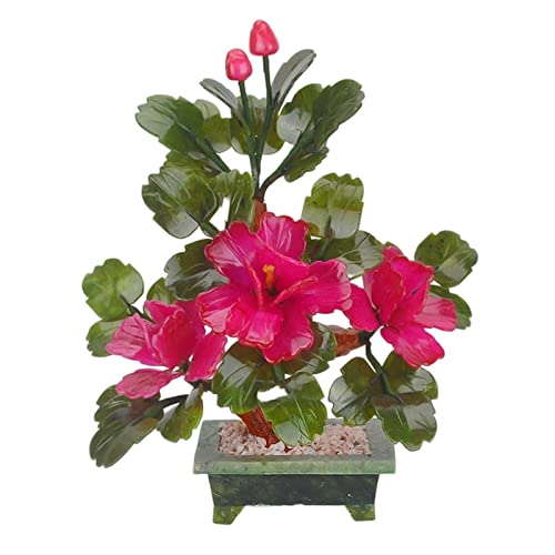 Kristallbaum des Lebens Glücksbaum Jade Pfingstrose Blume Topf Wohnzimmer Dekoration Feng Shui Edelstein Heimdekoration Geschenk Simulationsbaum 12,6 Zoll Feng Shui Edelstein-Schreibtischdekoration ( von WAOCEO