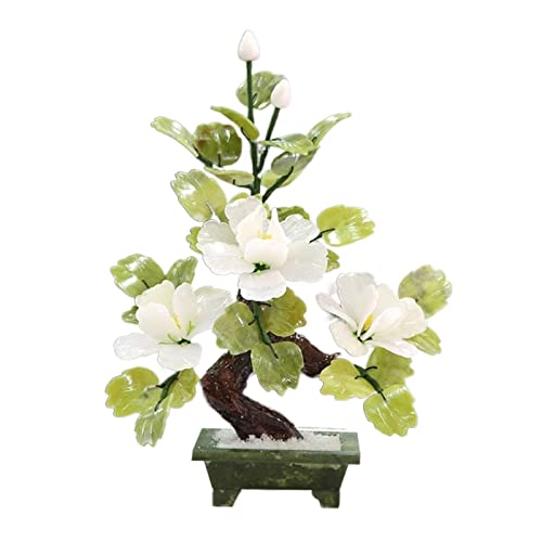 Kristallbaum des Lebens Glücksbaum Jade Pfingstrose Blume Topf Wohnzimmer Dekoration Feng Shui Edelstein Heimdekoration Geschenk Simulationsbaum 12,6 Zoll Feng Shui Edelstein-Schreibtischdekoration ( von WAOCEO